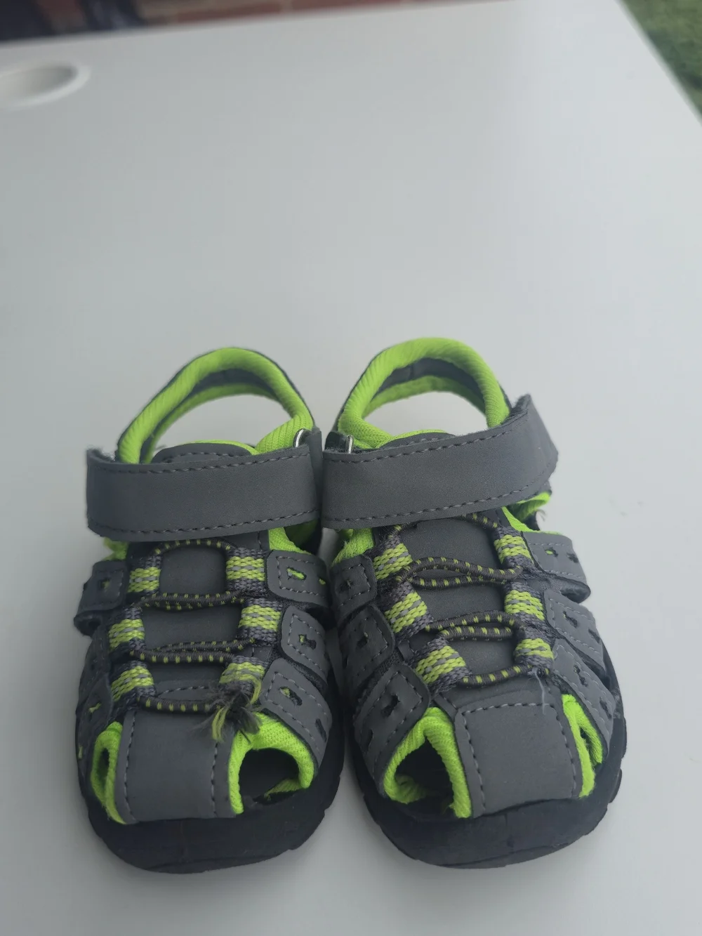 Kids Gray and Neon Green Closed-Toe Sandals